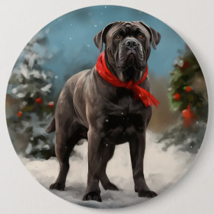 Cane Corso Dog in Snow Christmas Button