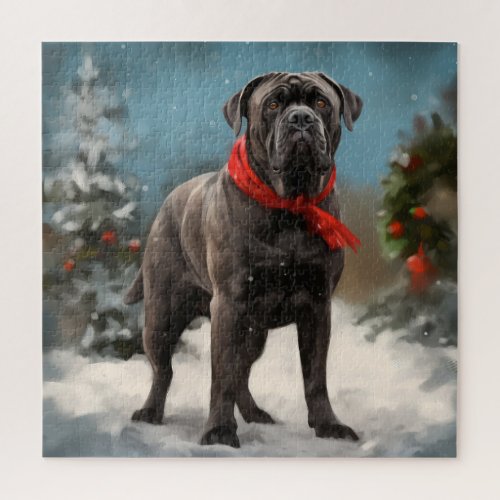 Cane Corso Dog in Snow Christmas  Jigsaw Puzzle