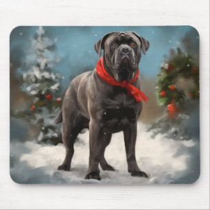 Cane Corso Dog in Snow Christmas Mouse Pad