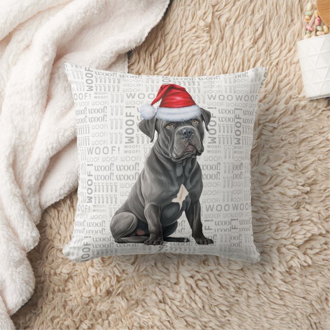 Cane Corso Dog Lover Christmas Holiday Throw Pillow (Blanket)