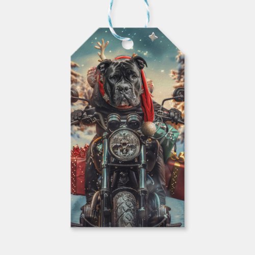 Cane Corso Dog Riding Motorcycle Christmas  Gift Tags