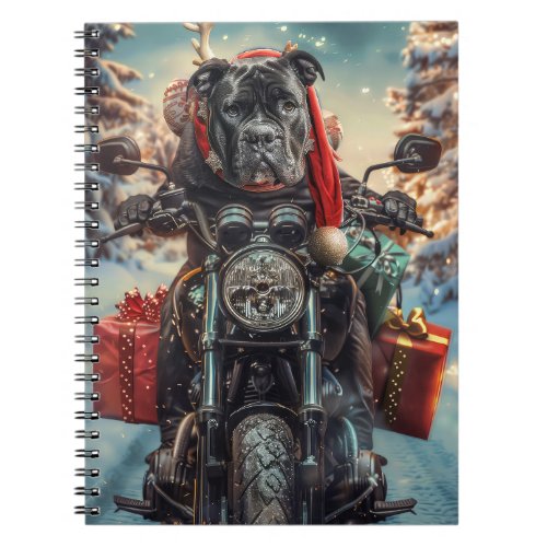 Cane Corso Dog Riding Motorcycle Christmas  Notebook