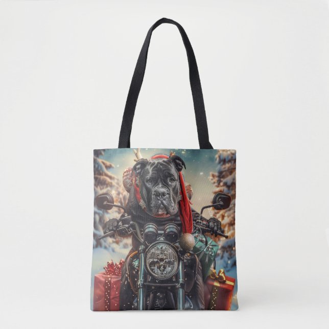 Cane Corso Dog Riding Motorcycle Christmas  Tote Bag (Front)