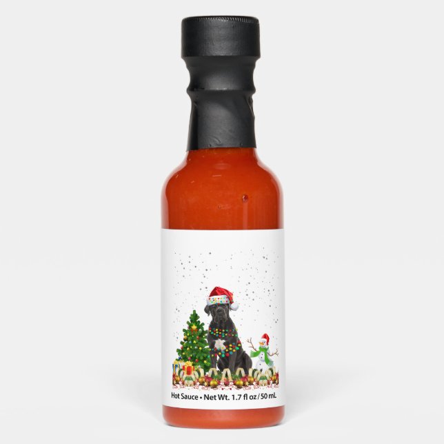 Cane Corso Dog Santa Hat Christmas Dog Light Tree Hot Sauces (Front)