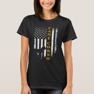 Cane Corso Dog Silhouette American Flag Funny T-Shirt