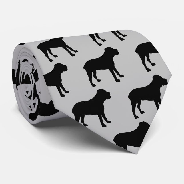 Cane Corso Dog Silhouette Neck Tie (Rolled)