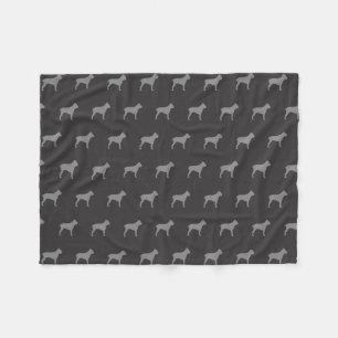 Cane Corso Dog Silhouettes Pattern Grey and Black Fleece Blanket