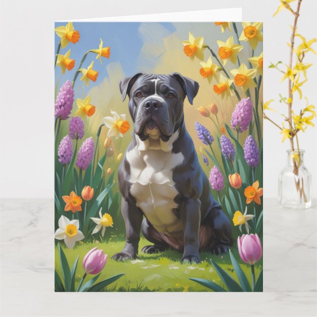 Cane Corso Dog Spring Flowers Painting Card (Yellow Flower)