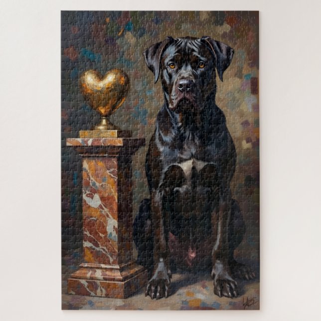 Cane Corso Dog Valentine's Day Heart Protector Jigsaw Puzzle (Vertical)