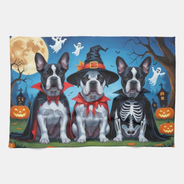 Cane Corso Dogs Pumpkin Halloween Funny Kitchen Towel (Horizontal)