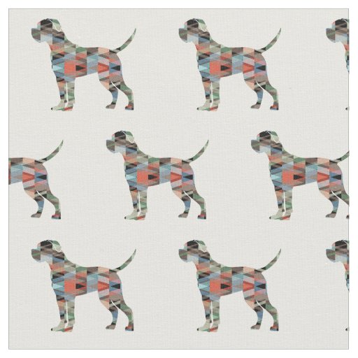 Cane Corso Geometric Pattern Dog Silhouette Plaid Fabric