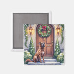 Cane Corso Grand Door Evergreen Christmas Art Magnet