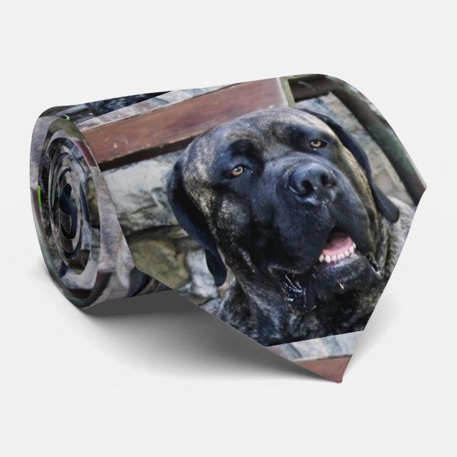 cane corso grey brindle neck tie (Rolled)