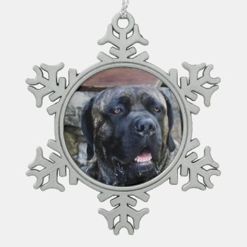 Cane Corso Grey Brindle Snowflake Pewter Christmas Ornament by BreakoutTees at Zazzle