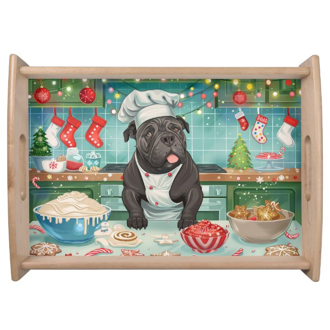 Cane Corso Holiday Baking: Festive Christmas Serving Tray (Front)