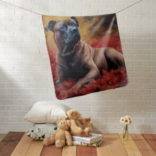 Cane Corso in Autumn Leaves Fall Inspire  Baby Blanket