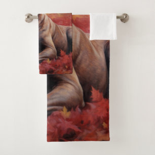 Cane Corso in Autumn Leaves Fall Inspire  Bath Towel Set
