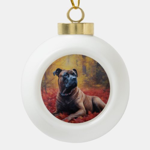 Cane Corso in Autumn Leaves Fall Inspire  Ceramic Ball Christmas Ornament