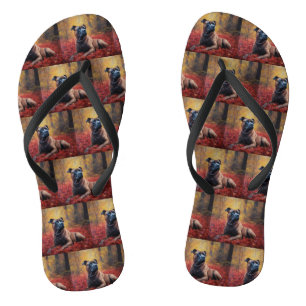 Cane Corso in Autumn Leaves Fall Inspire Flip Flops