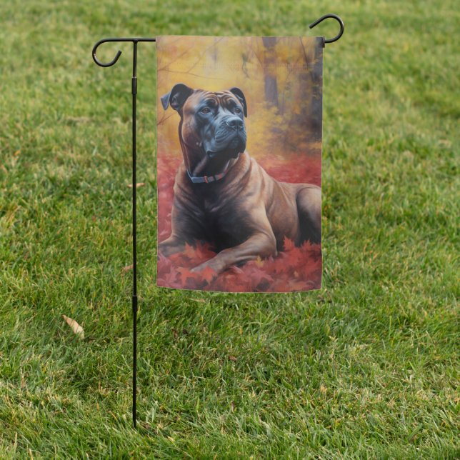 Cane Corso in Autumn Leaves Fall Inspire  Garden Flag (In SItu)