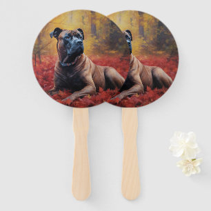 Cane Corso in Autumn Leaves Fall Inspire  Hand Fan
