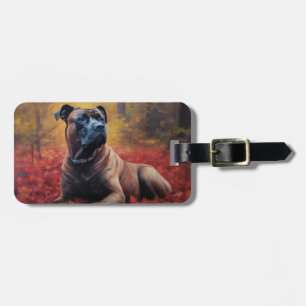 Cane Corso in Autumn Leaves Fall Inspire  Luggage Tag