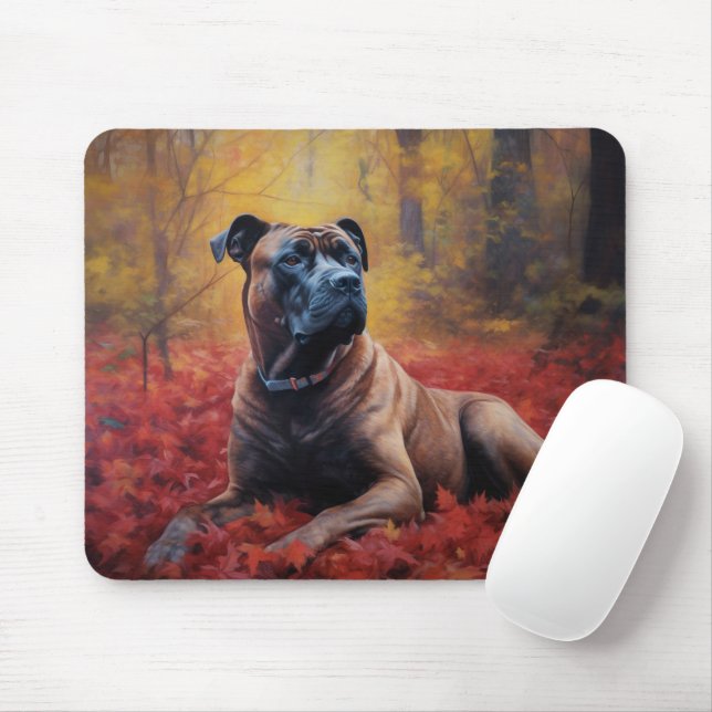 Cane Corso in Autumn Leaves Fall Inspire  Mouse Pad (With Mouse)