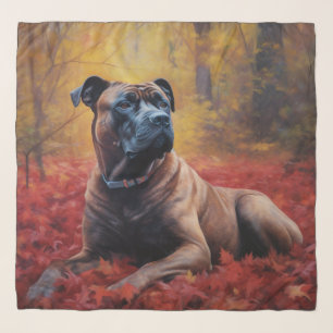 Cane Corso in Autumn Leaves Fall Inspire  Scarf