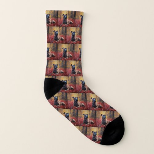 Cane Corso in Autumn Leaves Fall Inspire  Socks