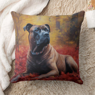 Cane Corso in Autumn Leaves Fall Inspire  Throw Pillow