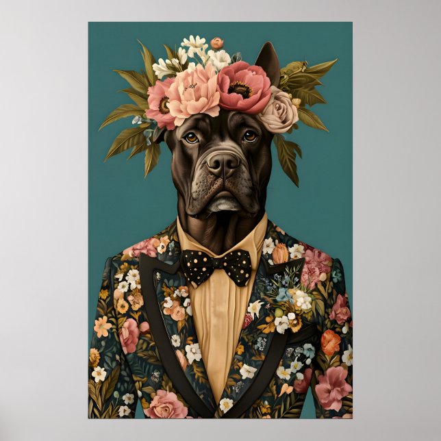 Cane Corso In Suit Poster, Cane Corso Portrait Poster (Front)