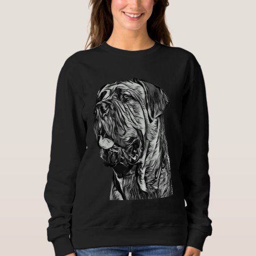 Cane Corso Italian Mastiff Black  White Dog Portr Sweatshirt
