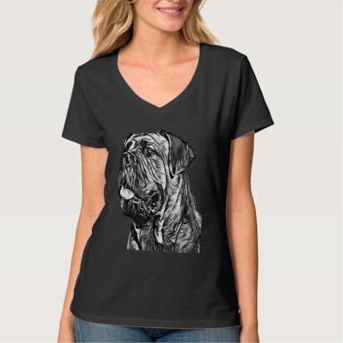 Cane Corso Italian Mastiff Black  White Dog Portr T_Shirt