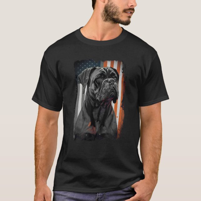 Cane Corso Italian Mastiff Dog Patriotic USA Ameri T-Shirt (Front)