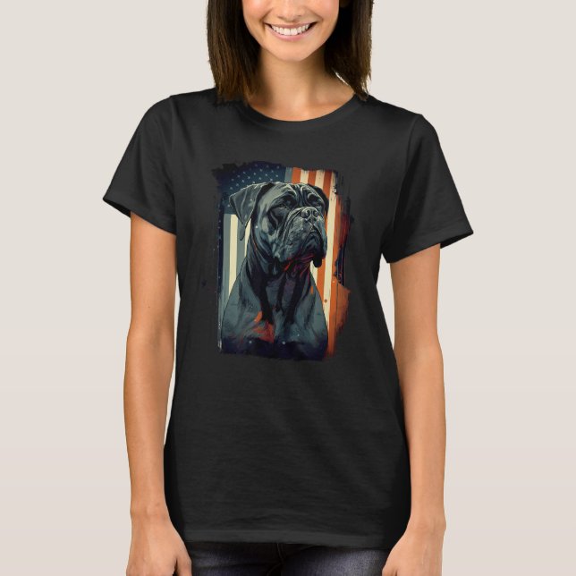 Cane Corso Italian Mastiff Dog Patriotic USA Ameri T-Shirt (Front)