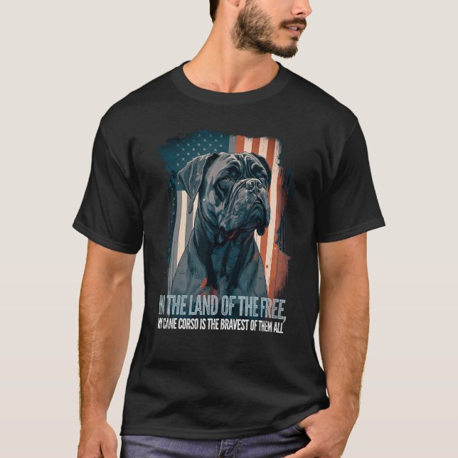 Cane Corso Italian Mastiff Dog Patriotic USA Ameri T-Shirt (Front)