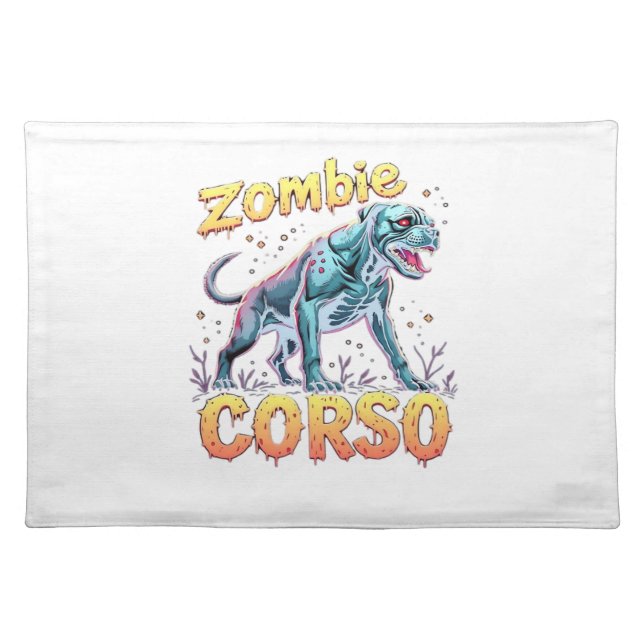 Cane Corso Italian Mastiff Zombie Dog Halloween Es Cloth Placemat (Front)