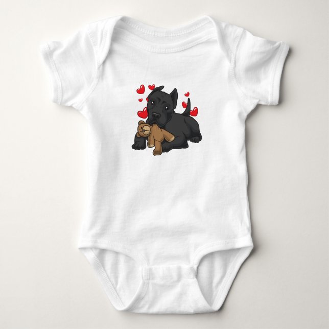 Cane Corso Italiano with stuffed animal Baby Bodysuit (Front)