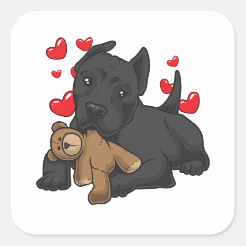 Cane Corso Italiano with stuffed animal Square Sticker