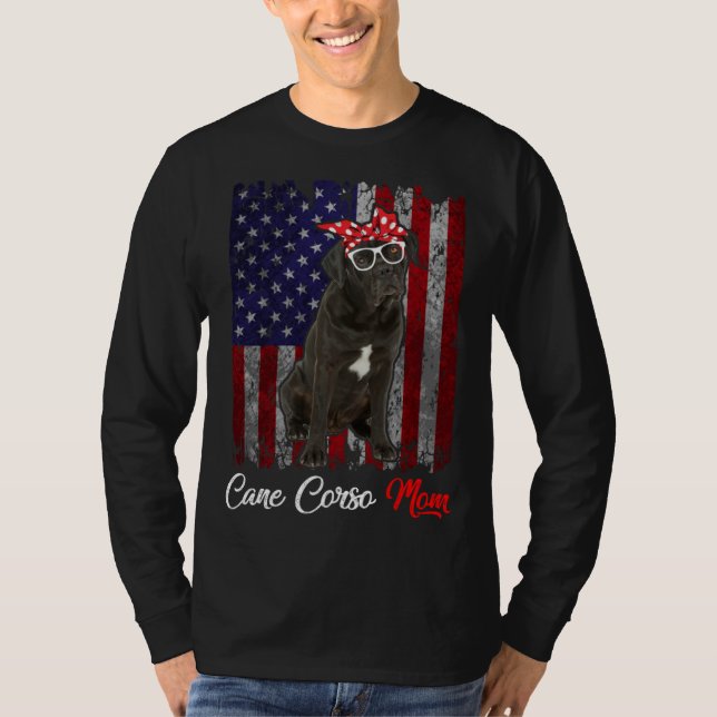 Cane Corso Mom American Flag T-Shirt (Front)