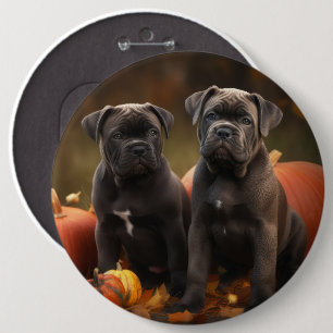 Cane Corso Puppy Autumn Delight Pumpkin Button