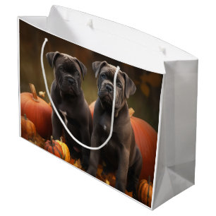 Cane Corso Puppy Autumn Delight Pumpkin Large Gift Bag