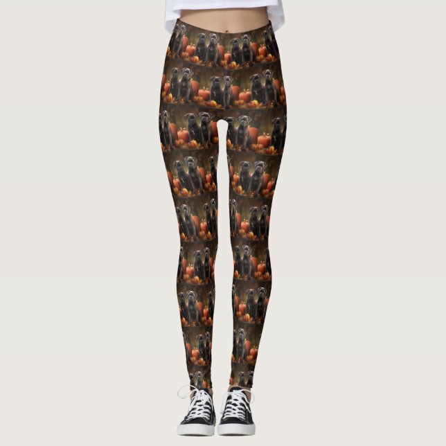 Cane Corso Puppy Autumn Delight Pumpkin Leggings (Front)