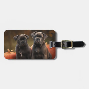 Cane Corso Puppy Autumn Delight Pumpkin Luggage Tag