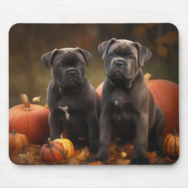 Cane Corso Puppy Autumn Delight Pumpkin Mouse Pad (Front)