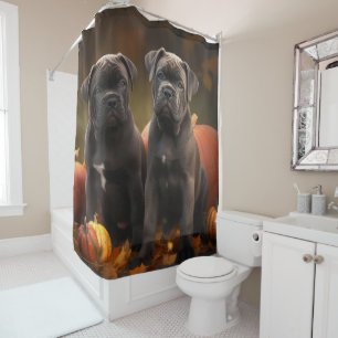 Cane Corso Puppy Autumn Delight Pumpkin Shower Curtain