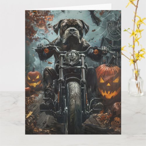 Cane Corso Riding Motorcycle Halloween Scary Card