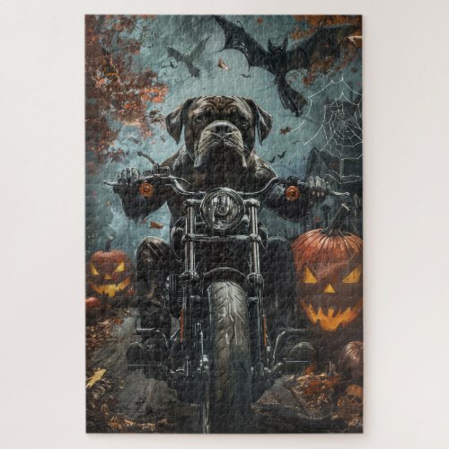 Cane Corso Riding Motorcycle Halloween Scary Jigsaw Puzzle