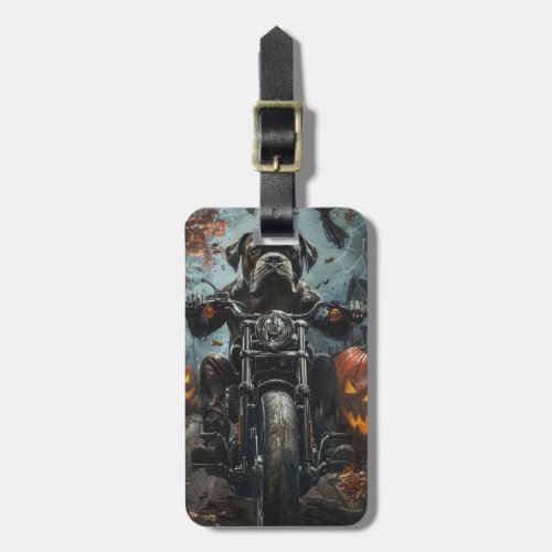 Cane Corso Riding Motorcycle Halloween Scary Luggage Tag