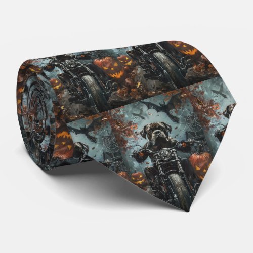 Cane Corso Riding Motorcycle Halloween Scary Neck Tie